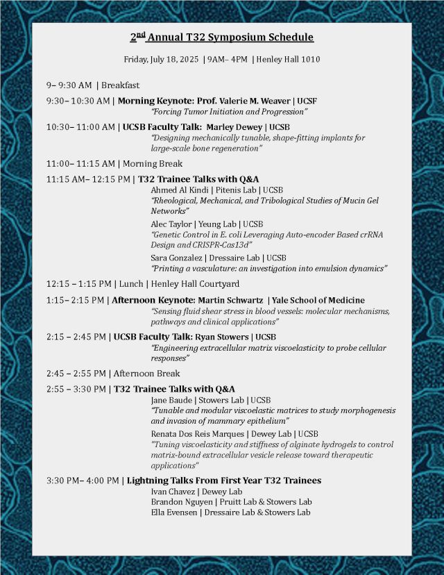 Second Annual T32 Research Symposium Schedule of Events